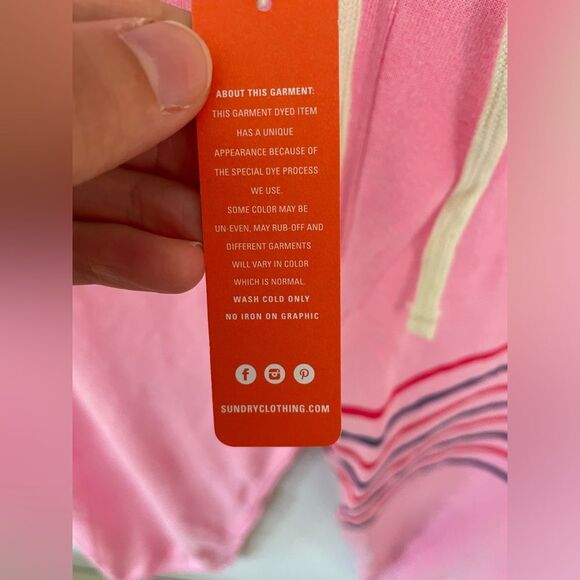 New SUNDRY Women's Stripes Sweatpants in Pigment Dyed Pink Neon size 3/L - Picture 5 of 11